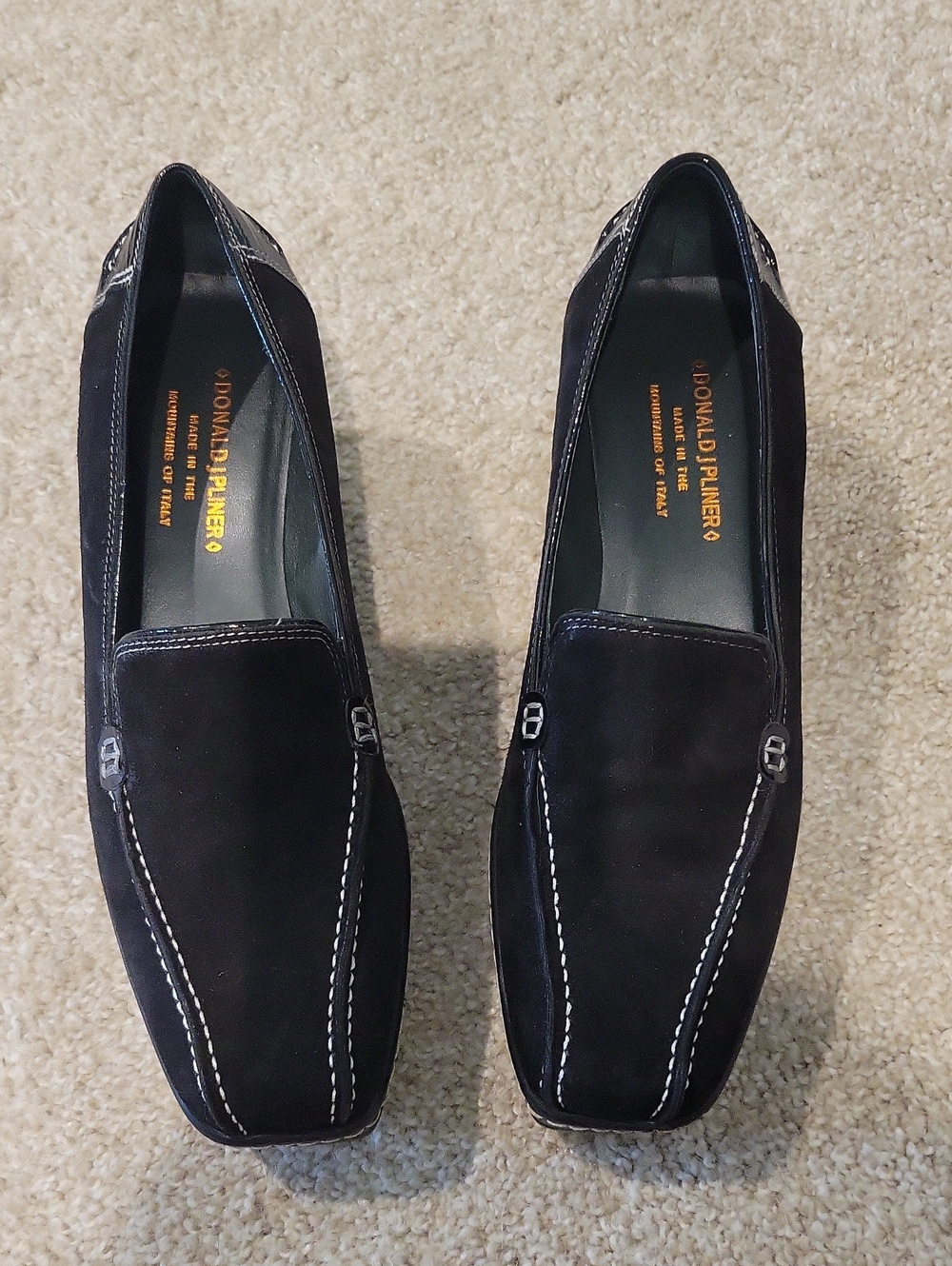 Donald J. Pliner Womens Black Suede Wedge Loafers